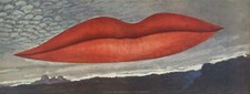 MAN RAY Lips (senza testo) 14" x 37" Litografia Offset 1966 Pop Art Rosso, Grigio, Sopracciglia