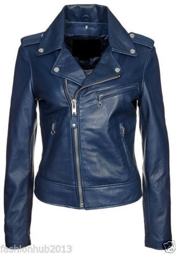 Giacca donna vera pelle - , blu