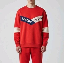 Felpa Tommy Jeans Da Uomo Rosso Taglia XL