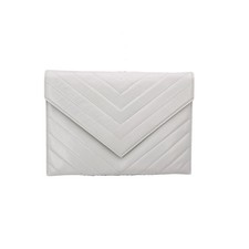 Autentica pochette piccola Yves Saint Laurent vintage bianca V pelle trapuntata