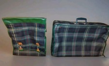Coppia BORSE PIEGHEVOLI  disegno scozzese TARTAN 1970's PERFETTE - NOS