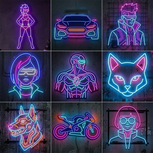 Cyberpunk neon led scudo - led, set