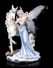 Statua Elfo con Unicorno - Comfort - Fata Fantasy Statua Decorazione Regalo Inverno