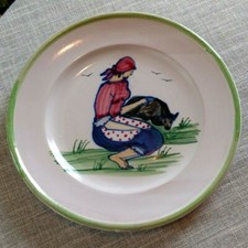 Set 5 8 piatti 1/4" dipinti a mano Italia rustico di campagna casale anni 80