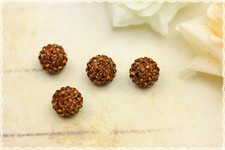 4pz perle forate con strass cristallo base in cernit marrone rhinestone crystal 