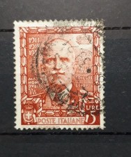 1938 REGNO FRANCOBOLLO 5 LIRE USATO PROCLAMAZIONE DELL'IMPERO DIFETTOSO .