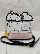 Borsa a tracolla unica Peanuts Snoopy Natale casa vacanze borsa rosa carina NUOVA!