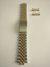 CINTURINO ACCIAIO E ORO ANSA CURVA MOD. JUBILEE 19 mm. NUOVO