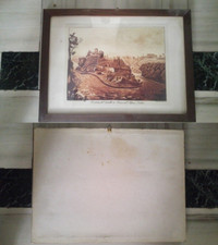 quadro(5)riproduzione stampa veduta del castello d Trezzo Fumagalli AB + cornice