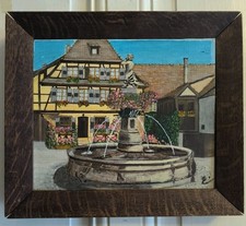 Dipinto Elie CHENEVIER "Fontana D'Alsazia" Olio Su Tela