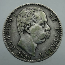 Regno d'Italia Umberto I   RARO 2 Lire 1898  BB PERIZIATO