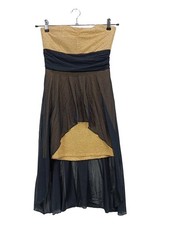 RAINBOW Abito senza spalle Donna Abito Taglia IT 38 bronzo-nero-oro stile casual