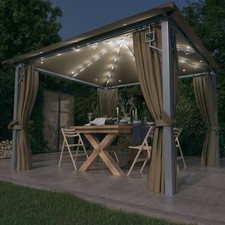 Gazebo con Tende e Luci LED