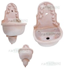 Fontana a parete sospesa limoni in Terracotta 3 pezzi toscana no impruneta