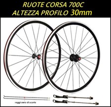 COPPIA CERCHI ALLUMINIO RUOTE 700c BICI CORSA 7-8-9-10-11 Velocità SUPER LEGGERE
