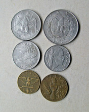1941 SERIE 1 e 2 lire + 5 10 20 e 50 centesimi impero  Vittorio Emanuele III