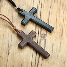 Collana Crocifisso In Legno Per Uomo Protezione Gioielli Con Ciondolo Croce ☆