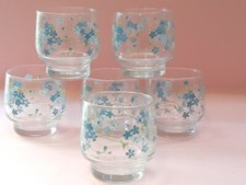 6 Bicchieri Arcopal VERONICA Arcoroc Fiori Azzurri Myosotis Cm.7 Glass Verre 