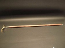 Vintage Ottone Derby Testa Impugnatura Antica Vittoriana in Legno Camminata C...