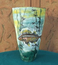 Vaso ceramica con - , pesci