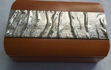 Svuota Tasche In Legno Rettangolare  Con Foglia In Argento