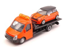Burago MINI COOPER + FLATBED TRANSPORTER 1:43