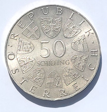 MONETA 1973 SILVER COIN AUSTRIA REPUBLIK ÖSTERREICH 50 SCHILLING ,THEODOR KÖRNER