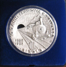 *TRIU* SVIZZERA MEDAGLIA CENTENARIO FERROVIA DEL GOTTARDO 1882-1982 ARGENTO 999