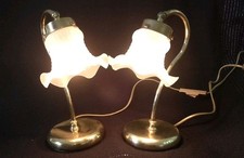 Coppia lampade abatjour orientabili da comodino/madia ottone shabby chic vintage