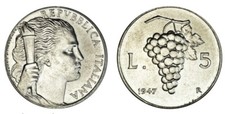5 Lire ITALIA, UVA E VITTORIA