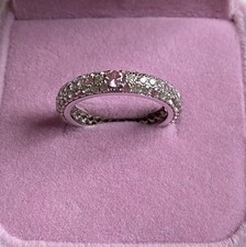 Anello in argento S925 rodiato con zirconi bianchi e rosa misura 11