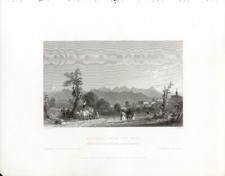 PINEROLO , di Bartlett, incisione su acciaio ,1836