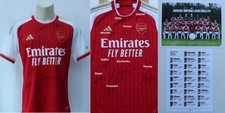 Maglia Arsenal Home 2023-24 multi firmata inc. Saka, Gabriel & Saliba + certificato di autenticità e mappa