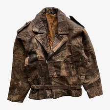 Giacca biker patchwork - , pelle
