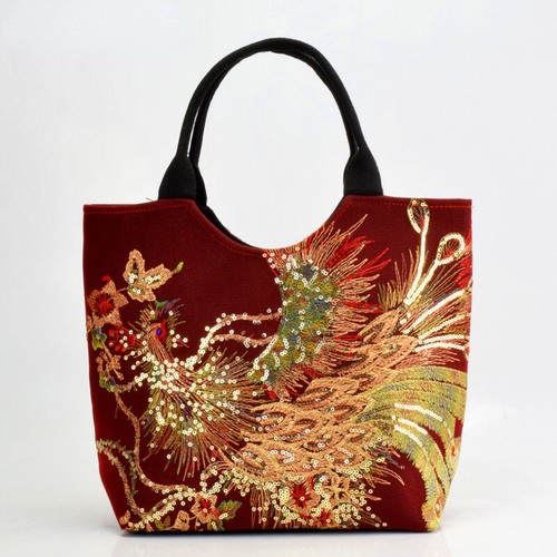 Donna pavone ricamo - ricamo, borsa