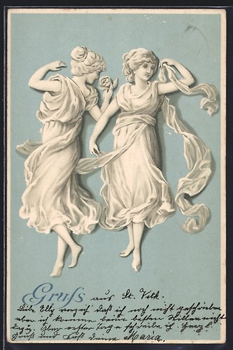 Litografia due ragazze - litografia,