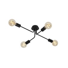 Plafoniera Nordico Kuglo Metallo Nero 4 Luci E27