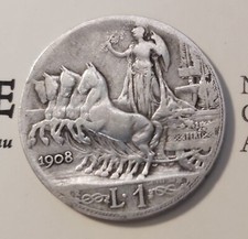 1 LIRA 1908 PERIZIATA