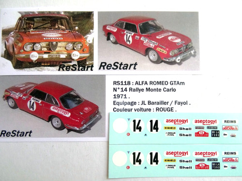 Rs118 decal restart alfa - 1/43,