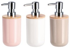 1 Pezzo Dispenser Porta Sapone Liquido in Plastica e Bamboo 4 Colori