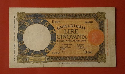 Banconota lire 1940 lupetta - 1940,