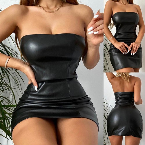 Abito sexy finta pelle - sexy, in