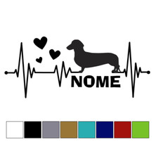 Adesivo sticker in vinile bassotto cane dog cuore heart personalizzato nome