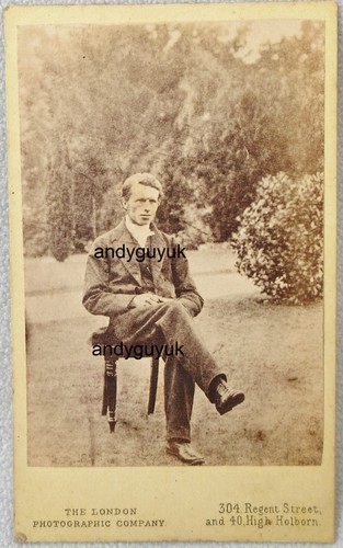 Cdv man seated garden - cdv,