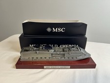 Modellino nave da crociera in peltro MSC Crociere World America, nuovo con scatola