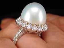 Wow! Most Magnifico Luster 17Mm 18K Oro Bianco Perla Iridescente Diamante