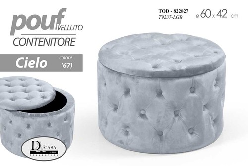 Pouf contenitore tondo velluto - tondo,