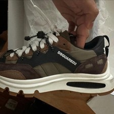 Sneaker DSQUARED2 Run DS2 marrone/verde velluto gomma polpaccio taglia 43 US 10