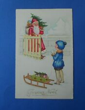 Cartolina Postcard Natale Santa Claus Babbo Natale Slitta Bambini Amag