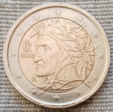 Moneta 2 euro Dante Alighieri 2002 Rara Con Errori Di Conio